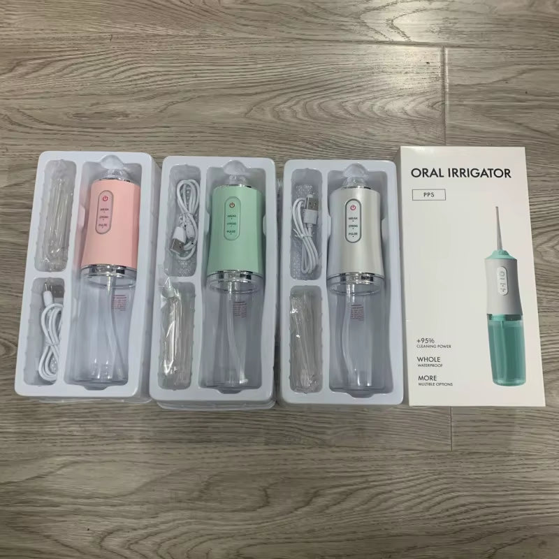 New Oral Irrigator Portable Dental Water Flosser USB Rechargeable Dental Water Jet Pick Flosser 4 Jet Tip 3 Modes Teeth Cleaner