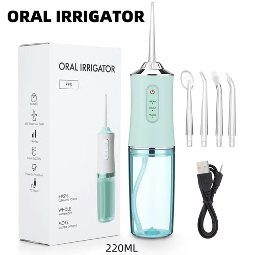 New Oral Irrigator Portable Dental Water Flosser USB Rechargeable Dental Water Jet Pick Flosser 4 Jet Tip 3 Modes Teeth Cleaner